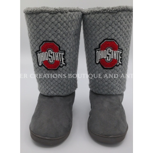 NWT Ohio State Boots Size 56 Gray Knit Upper MidCalf Buckeyes School Spirit